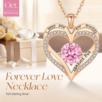 LOUISA SECRET Love Heart Birthstone Necklaces for Women, Birthday Gift for Women, Anniversary Jewelry for Wife Her, 925 Sterling Silver Pendant Necklace, Mother's Day Gift