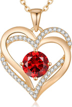 LOUISA SECRET Love Heart Birthstone Necklaces for Women, Birthday Gift for Women, Anniversary Jewelry for Wife Her, 925 Sterling Silver Pendant Necklace, Mother's Day Gift