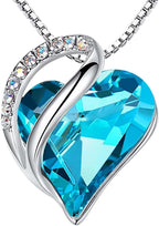 Leafael Necklaces for Women, Infinity Love Birthstone Heart Crystal Pendant, Birthday Jewelry Gifts for Her, Mom, and Wife, Silver Plated, 18 plus 2 inch Adjustable Chain