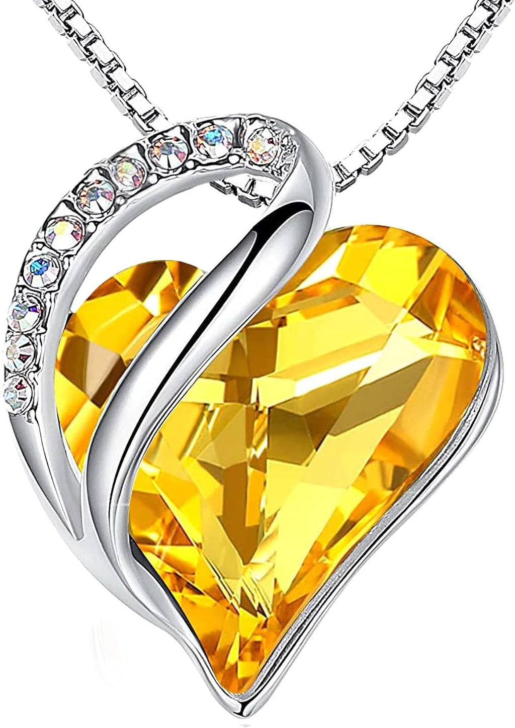 Leafael Necklaces for Women, Infinity Love Birthstone Heart Crystal Pendant, Birthday Jewelry Gifts for Her, Mom, and Wife, Silver Plated, 18 plus 2 inch Adjustable Chain