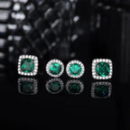 Hayoso 18K Gold Plated Halo Stud Earrings 925 Sterling Silver Cubic Zirconia Stud Earrings Round Square Diamonique Stud Earrings Set for Women Men