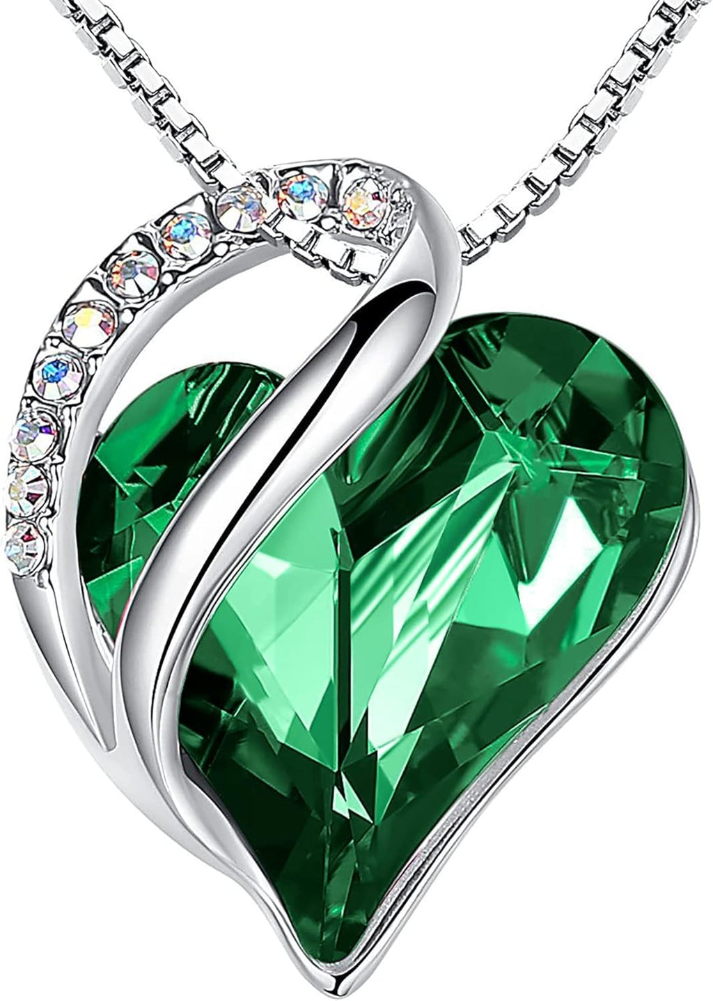 Leafael Necklaces for Women, Infinity Love Birthstone Heart Crystal Pendant, Birthday Jewelry Gifts for Her, Mom, and Wife, Silver Plated, 18 plus 2 inch Adjustable Chain