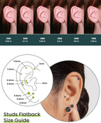 6 Pairs Stud Earrings Set, Hypoallergenic Cubic Zirconia 316L Earrings Stainless Steel CZ Earrings 3-8mm (Steel color)