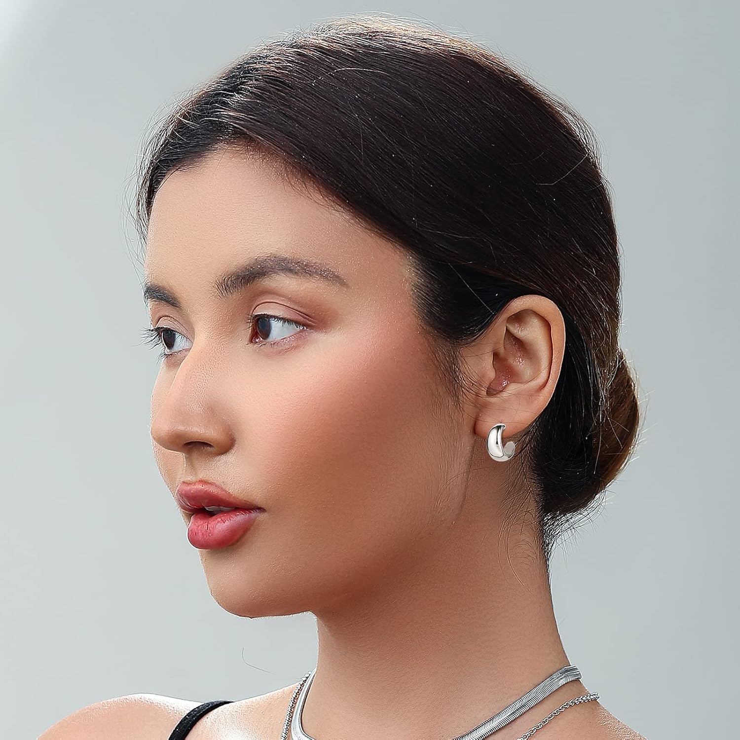 Gold Chunky Hoop Earrings Set for Women, 14K Gold Plated Twisted Huggie Hoop Earring Hypoallergenic, Thick Open Hoops Set Lightweight