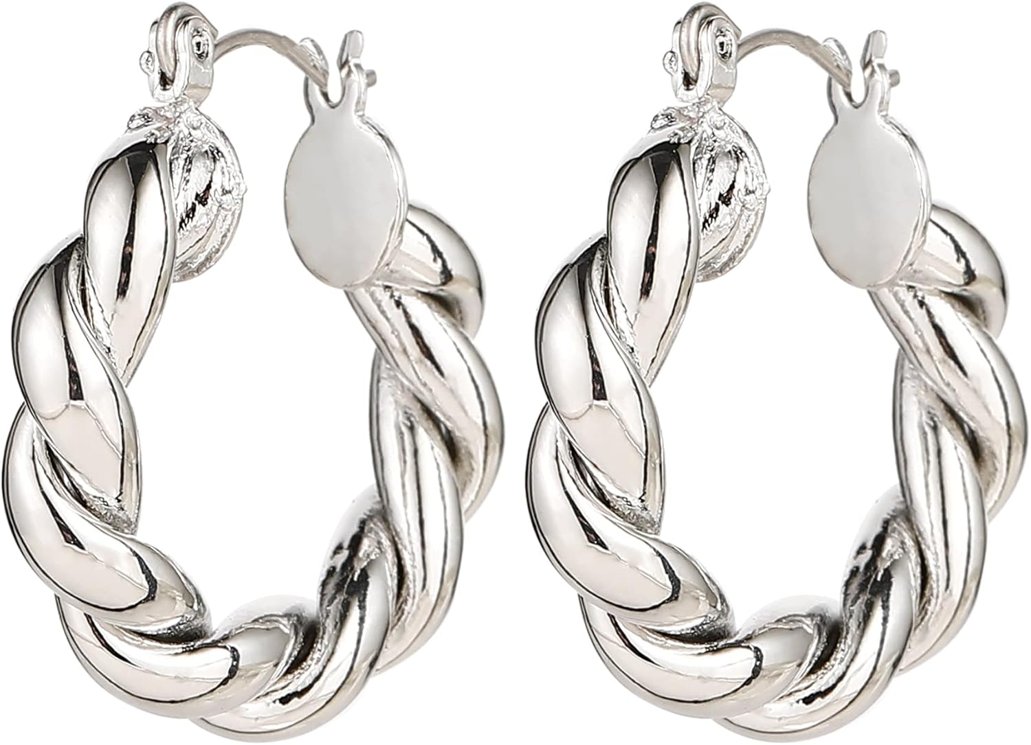 Gold Chunky Hoop Earrings Set for Women, 14K Gold Plated Twisted Huggie Hoop Earring Hypoallergenic, Thick Open Hoops Set Lightweight