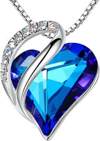 Leafael Necklaces for Women, Infinity Love Birthstone Heart Crystal Pendant, Birthday Jewelry Gifts for Her, Mom, and Wife, Silver Plated, 18 plus 2 inch Adjustable Chain