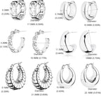 Gold Chunky Hoop Earrings Set for Women, 14K Gold Plated Twisted Huggie Hoop Earring Hypoallergenic, Thick Open Hoops Set Lightweight