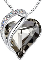 Leafael Necklaces for Women, Infinity Love Birthstone Heart Crystal Pendant, Birthday Jewelry Gifts for Her, Mom, and Wife, Silver Plated, 18 plus 2 inch Adjustable Chain