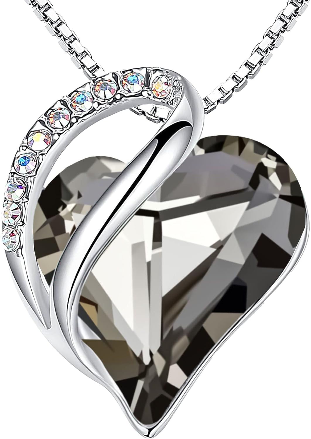 Leafael Necklaces for Women, Infinity Love Birthstone Heart Crystal Pendant, Birthday Jewelry Gifts for Her, Mom, and Wife, Silver Plated, 18 plus 2 inch Adjustable Chain