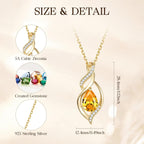 FANCIME Birthstone Necklace for Women Teardrop Necklace S925 Sterling Silver Infinity Love Birthday Gifts for Mom Women Girls, 16"+2" Inches