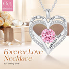 LOUISA SECRET Love Heart Birthstone Necklaces for Women, Birthday Gift for Women, Anniversary Jewelry for Wife Her, 925 Sterling Silver Pendant Necklace, Mother's Day Gift