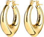 Gold Chunky Hoop Earrings Set for Women, 14K Gold Plated Twisted Huggie Hoop Earring Hypoallergenic, Thick Open Hoops Set Lightweight