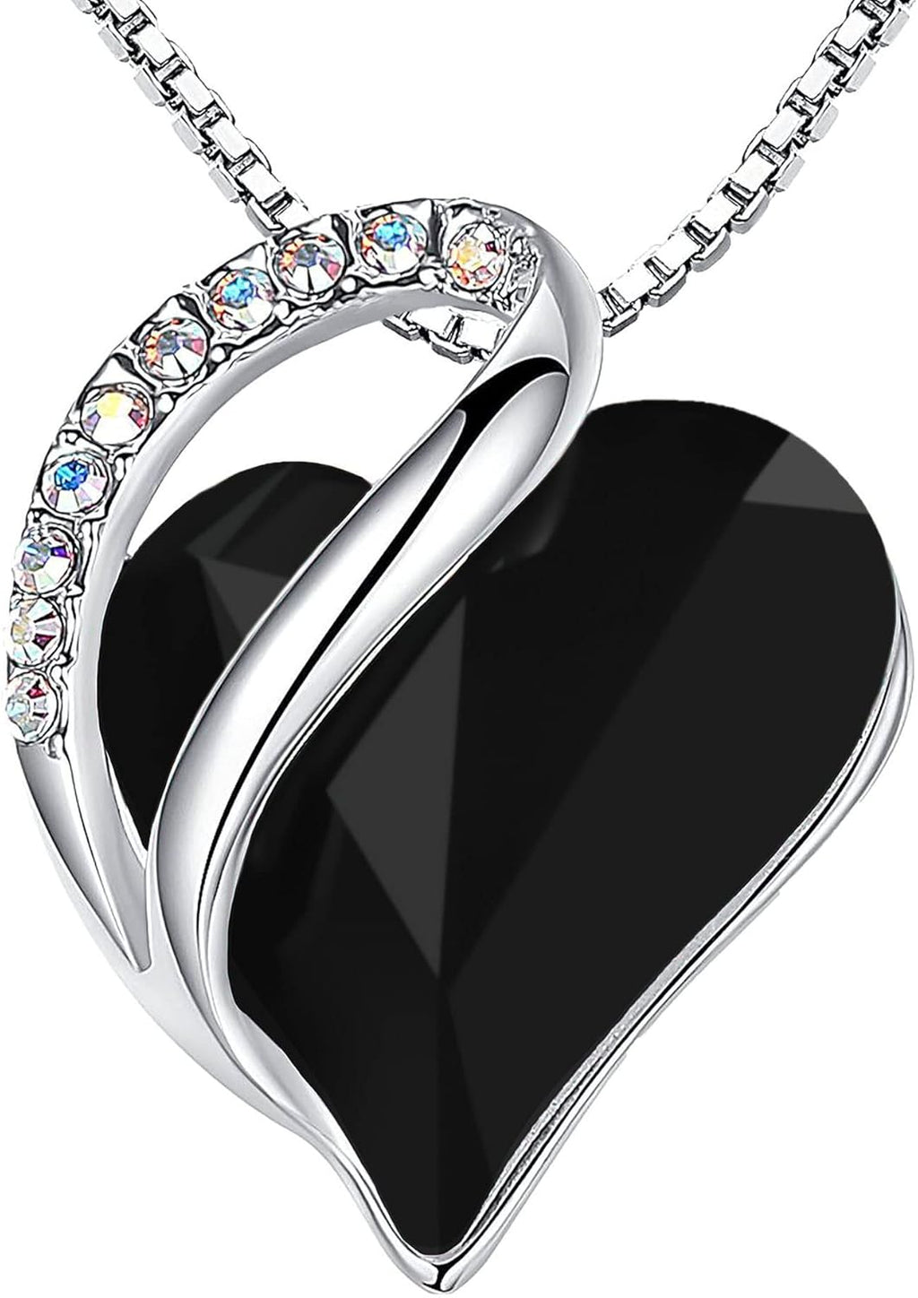 Leafael Necklaces for Women, Infinity Love Birthstone Heart Crystal Pendant, Birthday Jewelry Gifts for Her, Mom, and Wife, Silver Plated, 18 plus 2 inch Adjustable Chain