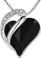 Leafael Necklaces for Women, Infinity Love Birthstone Heart Crystal Pendant, Birthday Jewelry Gifts for Her, Mom, and Wife, Silver Plated, 18 plus 2 inch Adjustable Chain