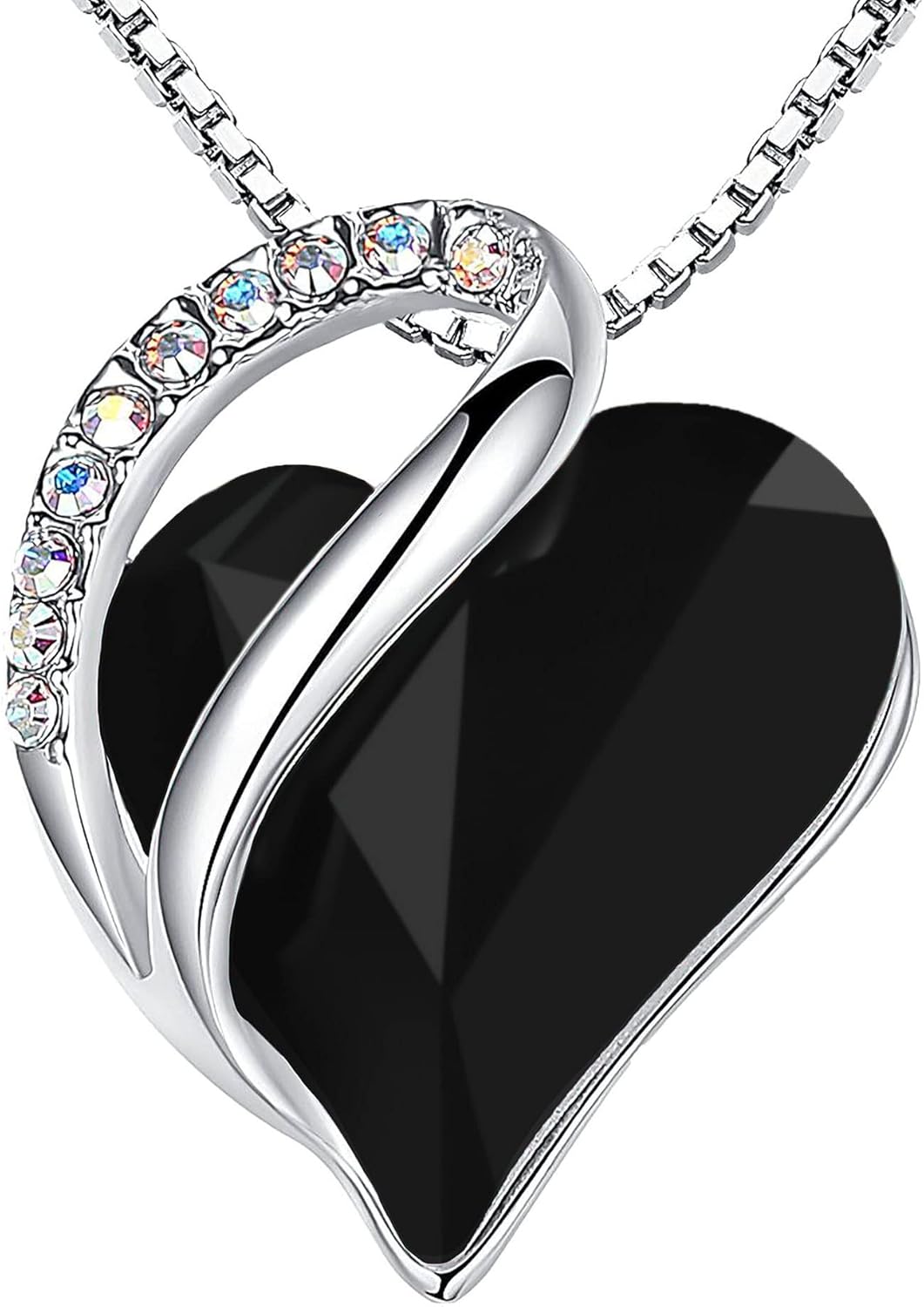 Leafael Necklaces for Women, Infinity Love Birthstone Heart Crystal Pendant, Birthday Jewelry Gifts for Her, Mom, and Wife, Silver Plated, 18 plus 2 inch Adjustable Chain