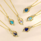 FANCIME Birthstone Necklace for Women Teardrop Necklace S925 Sterling Silver Infinity Love Birthday Gifts for Mom Women Girls, 16"+2" Inches