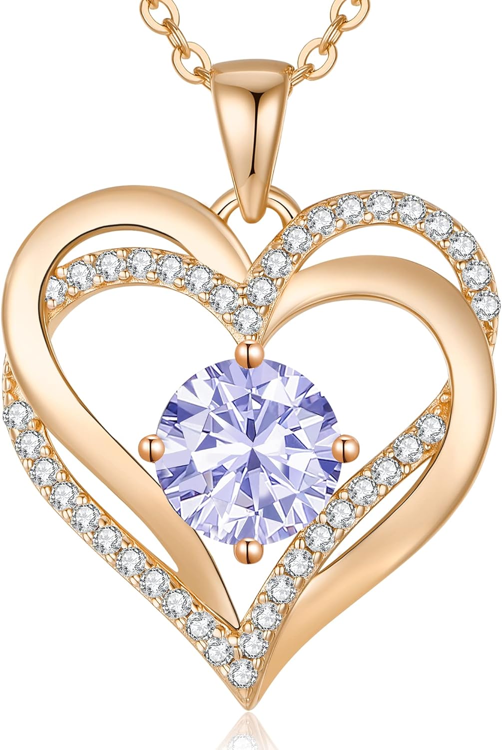 LOUISA SECRET Love Heart Birthstone Necklaces for Women, Birthday Gift for Women, Anniversary Jewelry for Wife Her, 925 Sterling Silver Pendant Necklace, Mother's Day Gift