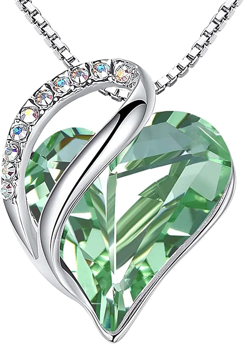 Leafael Necklaces for Women, Infinity Love Birthstone Heart Crystal Pendant, Birthday Jewelry Gifts for Her, Mom, and Wife, Silver Plated, 18 plus 2 inch Adjustable Chain