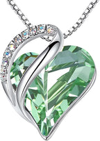 Leafael Necklaces for Women, Infinity Love Birthstone Heart Crystal Pendant, Birthday Jewelry Gifts for Her, Mom, and Wife, Silver Plated, 18 plus 2 inch Adjustable Chain