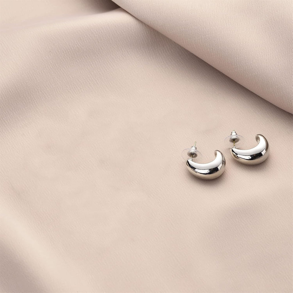 Gold Chunky Hoop Earrings Set for Women, 14K Gold Plated Twisted Huggie Hoop Earring Hypoallergenic, Thick Open Hoops Set Lightweight