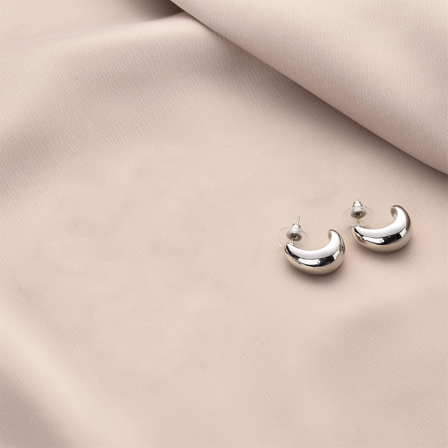 Gold Chunky Hoop Earrings Set for Women, 14K Gold Plated Twisted Huggie Hoop Earring Hypoallergenic, Thick Open Hoops Set Lightweight