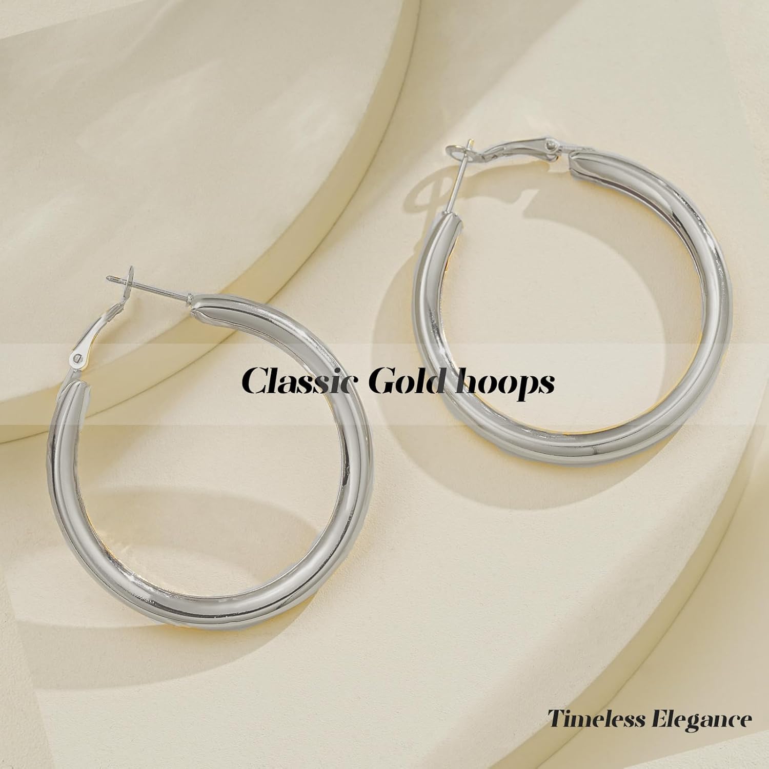 42 Pairs Gold Hoop Earrings Set for Women, Fashion Chunky Pearl Earrings Multipack Twisted Statement Earring Pack, Hypoallergenic Small Big Hoops Earrings for Birthday Party