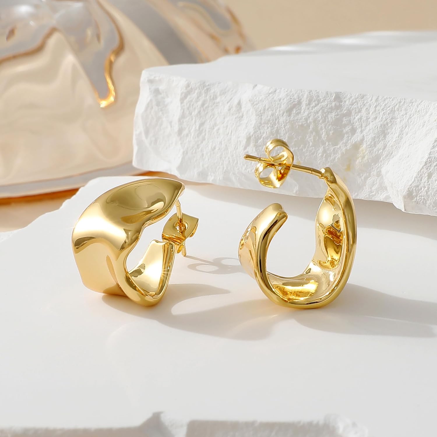 Trendy Gold Plated Knot Earrings for Women Chunky Statement Drop Dangle Earrings Lightweight Hypoallergenic Fashion Accessories Gold Jewelry Gifts for Womens