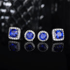 Hayoso 18K Gold Plated Halo Stud Earrings 925 Sterling Silver Cubic Zirconia Stud Earrings Round Square Diamonique Stud Earrings Set for Women Men