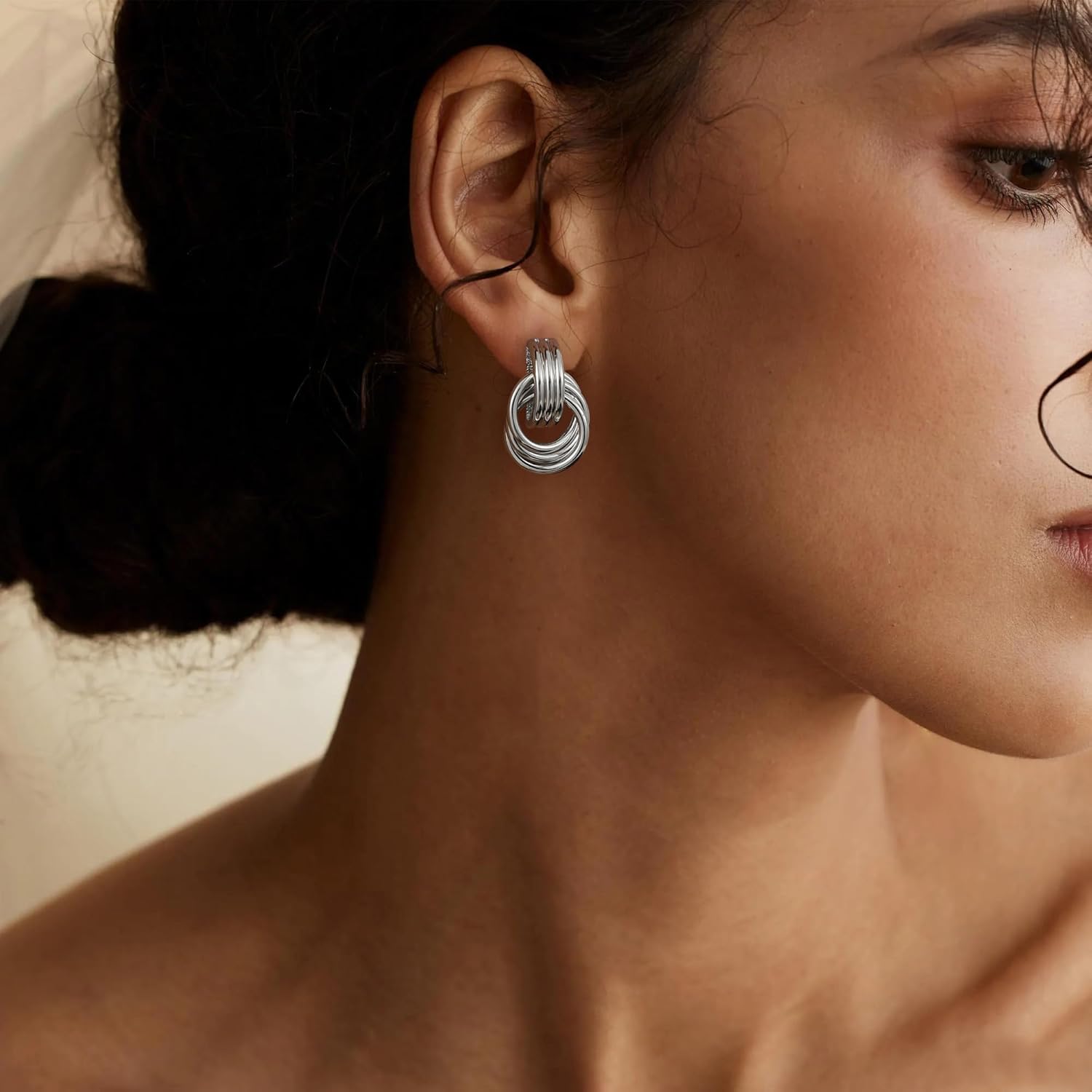 Trendy Gold Plated Knot Earrings for Women Chunky Statement Drop Dangle Earrings Lightweight Hypoallergenic Fashion Accessories Gold Jewelry Gifts for Womens