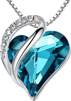 Leafael Necklaces for Women, Infinity Love Birthstone Heart Crystal Pendant, Birthday Jewelry Gifts for Her, Mom, and Wife, Silver Plated, 18 plus 2 inch Adjustable Chain