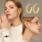 Gold Chunky Hoop Earrings Set for Women, 14K Gold Plated Twisted Huggie Hoop Earring Hypoallergenic, Thick Open Hoops Set Lightweight