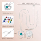 LOUISA SECRET Love Heart Birthstone Necklaces for Women, Birthday Gift for Women, Anniversary Jewelry for Wife Her, 925 Sterling Silver Pendant Necklace, Mother's Day Gift