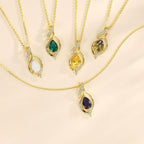 FANCIME Birthstone Necklace for Women Teardrop Necklace S925 Sterling Silver Infinity Love Birthday Gifts for Mom Women Girls, 16"+2" Inches