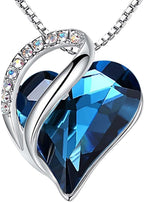 Leafael Necklaces for Women, Infinity Love Birthstone Heart Crystal Pendant, Birthday Jewelry Gifts for Her, Mom, and Wife, Silver Plated, 18 plus 2 inch Adjustable Chain