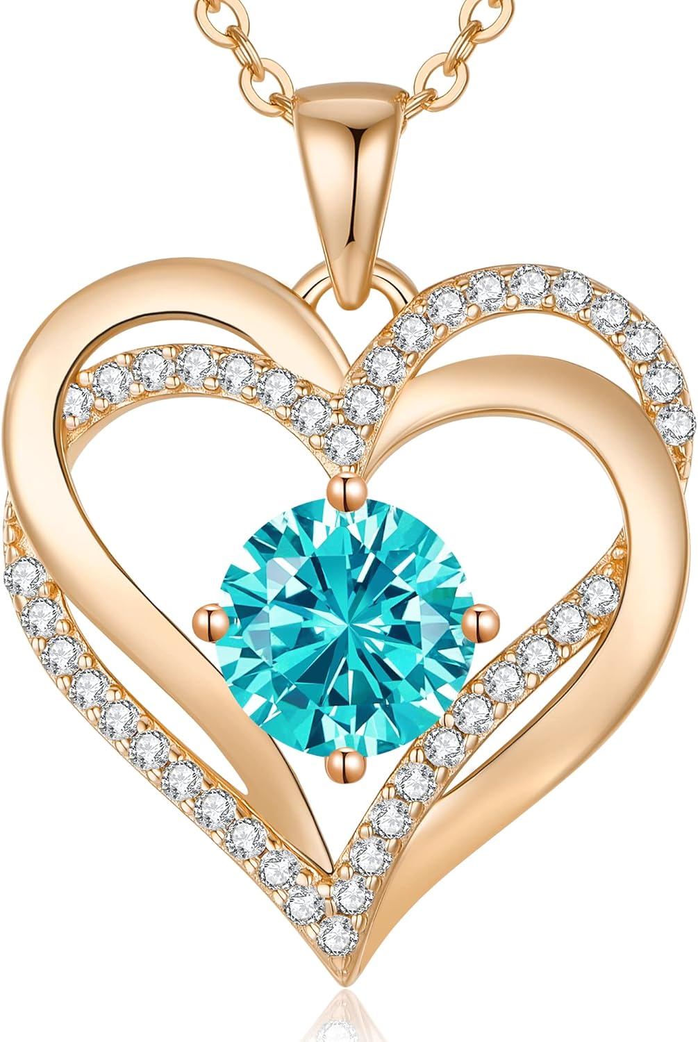 LOUISA SECRET Love Heart Birthstone Necklaces for Women, Birthday Gift for Women, Anniversary Jewelry for Wife Her, 925 Sterling Silver Pendant Necklace, Mother's Day Gift