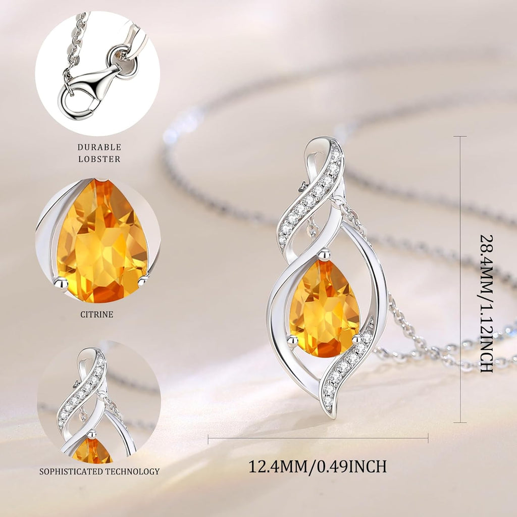 FANCIME Birthstone Necklace for Women Teardrop Necklace S925 Sterling Silver Infinity Love Birthday Gifts for Mom Women Girls, 16"+2" Inches