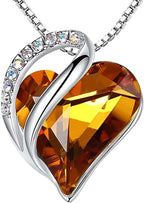 Leafael Necklaces for Women, Infinity Love Birthstone Heart Crystal Pendant, Birthday Jewelry Gifts for Her, Mom, and Wife, Silver Plated, 18 plus 2 inch Adjustable Chain