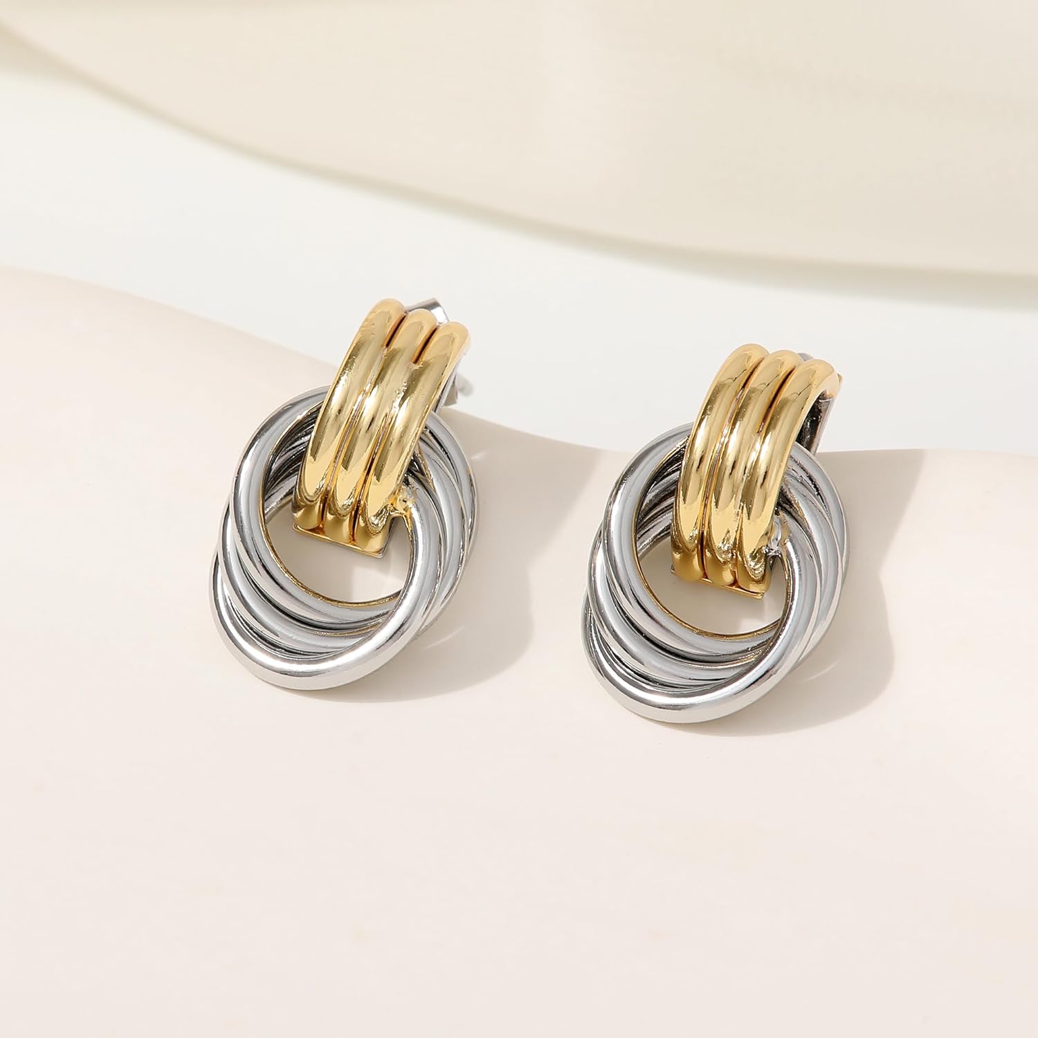 Trendy Gold Plated Knot Earrings for Women Chunky Statement Drop Dangle Earrings Lightweight Hypoallergenic Fashion Accessories Gold Jewelry Gifts for Womens