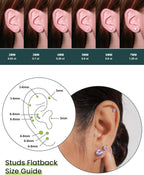 6 Pairs Stud Earrings Set, Hypoallergenic Cubic Zirconia 316L Earrings Stainless Steel CZ Earrings 3-8mm (Steel color)