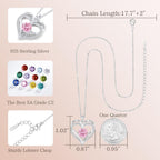 LOUISA SECRET Love Heart Birthstone Necklaces for Women, Birthday Gift for Women, Anniversary Jewelry for Wife Her, 925 Sterling Silver Pendant Necklace, Mother's Day Gift