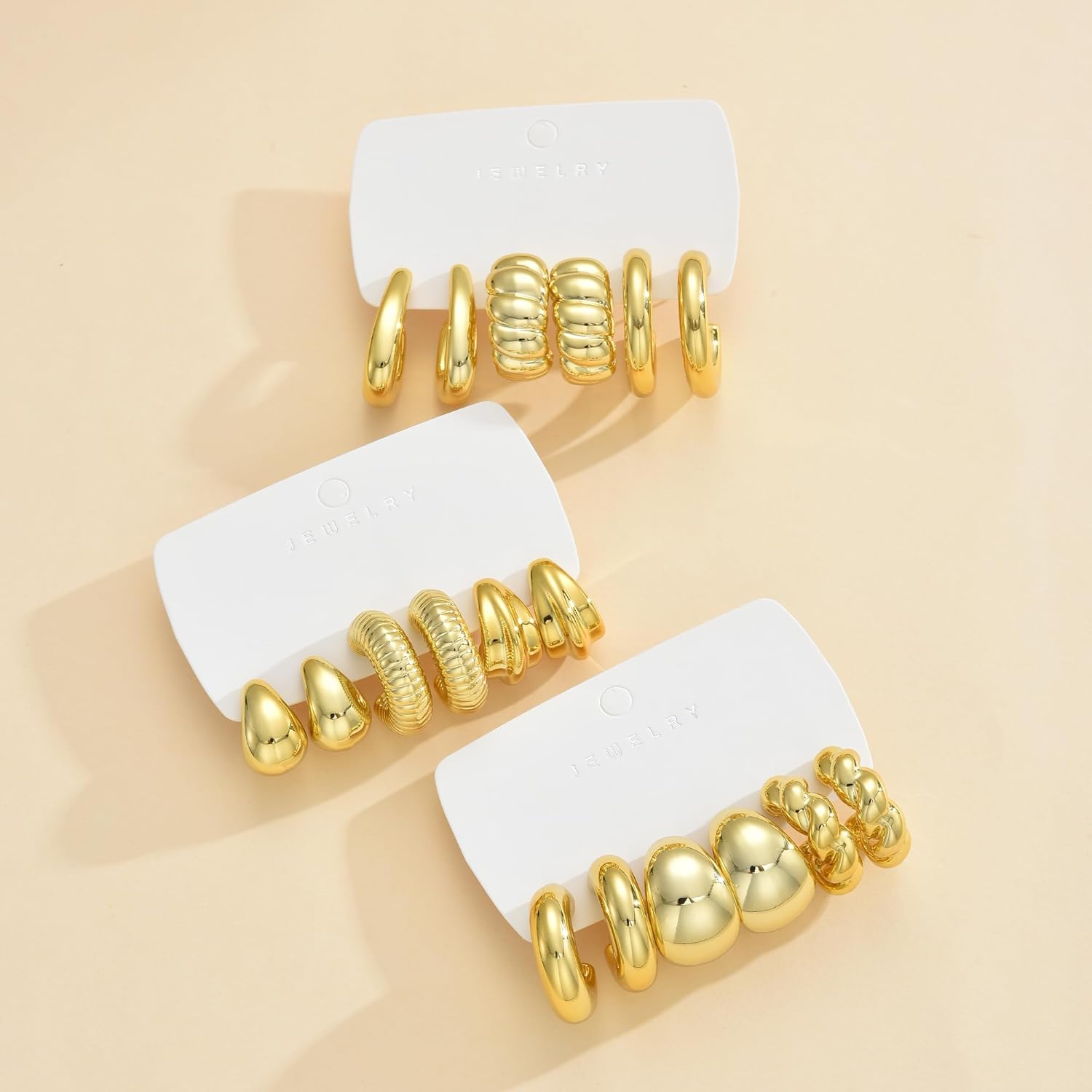 42 Pairs Gold Hoop Earrings Set for Women, Fashion Chunky Pearl Earrings Multipack Twisted Statement Earring Pack, Hypoallergenic Small Big Hoops Earrings for Birthday Party