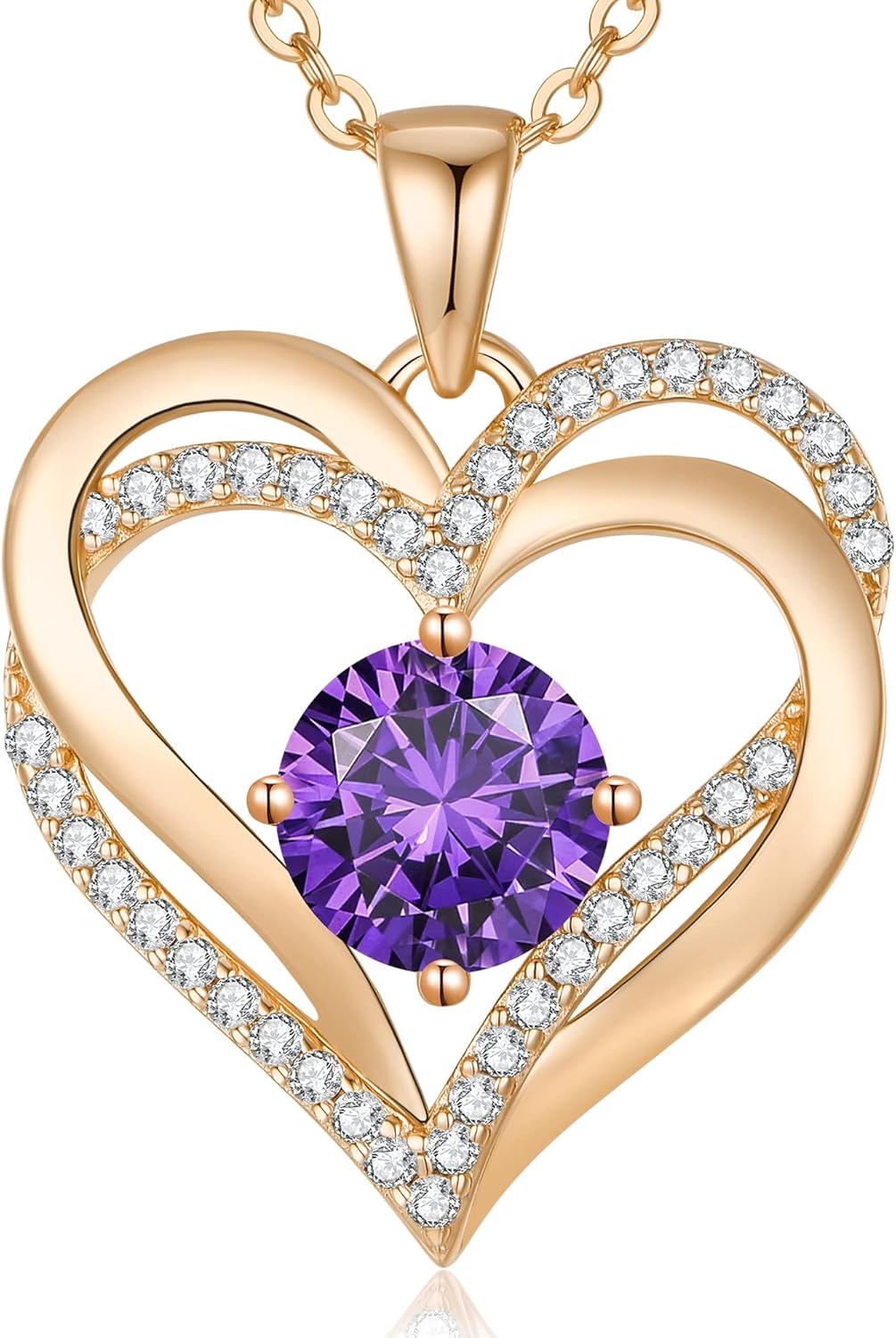 LOUISA SECRET Love Heart Birthstone Necklaces for Women, Birthday Gift for Women, Anniversary Jewelry for Wife Her, 925 Sterling Silver Pendant Necklace, Mother's Day Gift