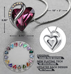 Leafael Necklaces for Women, Infinity Love Birthstone Heart Crystal Pendant, Birthday Jewelry Gifts for Her, Mom, and Wife, Silver Plated, 18 plus 2 inch Adjustable Chain