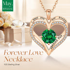 LOUISA SECRET Love Heart Birthstone Necklaces for Women, Birthday Gift for Women, Anniversary Jewelry for Wife Her, 925 Sterling Silver Pendant Necklace, Mother's Day Gift