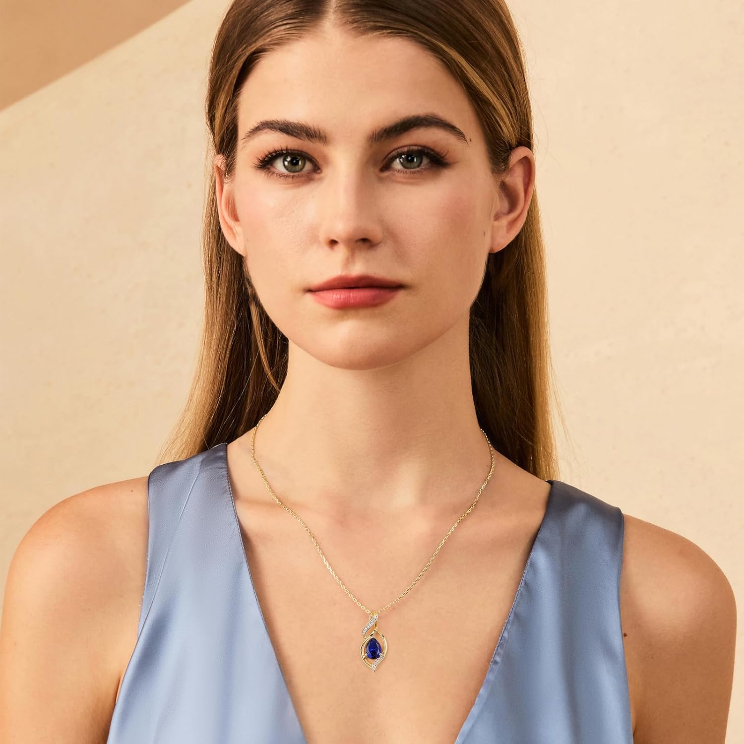 FANCIME Birthstone Necklace for Women Teardrop Necklace S925 Sterling Silver Infinity Love Birthday Gifts for Mom Women Girls, 16"+2" Inches