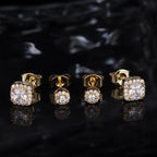Hayoso 18K Gold Plated Halo Stud Earrings 925 Sterling Silver Cubic Zirconia Stud Earrings Round Square Diamonique Stud Earrings Set for Women Men