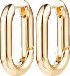 Gold Chunky Hoop Earrings Set for Women, 14K Gold Plated Twisted Huggie Hoop Earring Hypoallergenic, Thick Open Hoops Set Lightweight