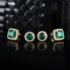 Hayoso 18K Gold Plated Halo Stud Earrings 925 Sterling Silver Cubic Zirconia Stud Earrings Round Square Diamonique Stud Earrings Set for Women Men