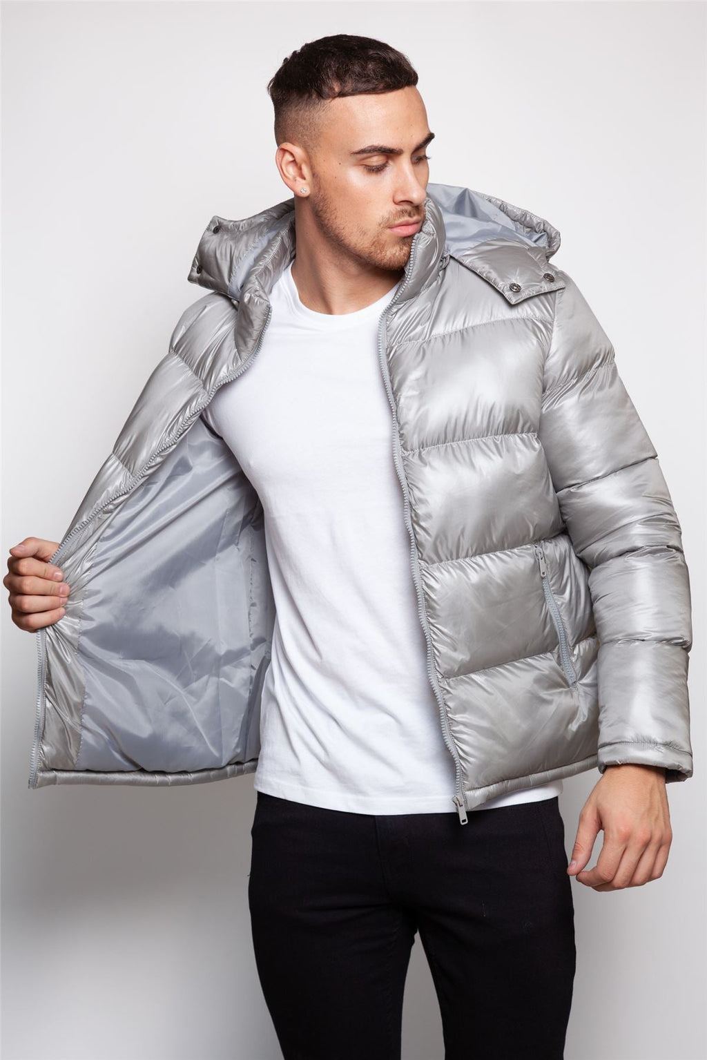 Shiny Hooded Puffer Coat