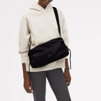 Eden Row Fabric Medium Ziptop Cross Body Bag in Black - 112321